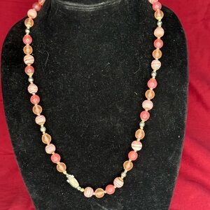Retro Vintage Pink Multi Beaded Strand Necklace!